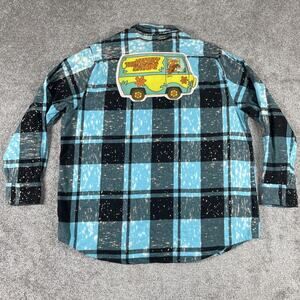 Angry Minnow Flannel Shirt Mens XXL Mystery Machine Scooby Do Plaid Distressed